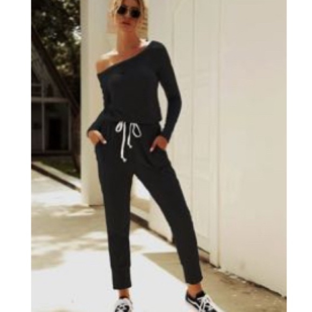 SHEIN Black Off the Shoulder Jumpsuit